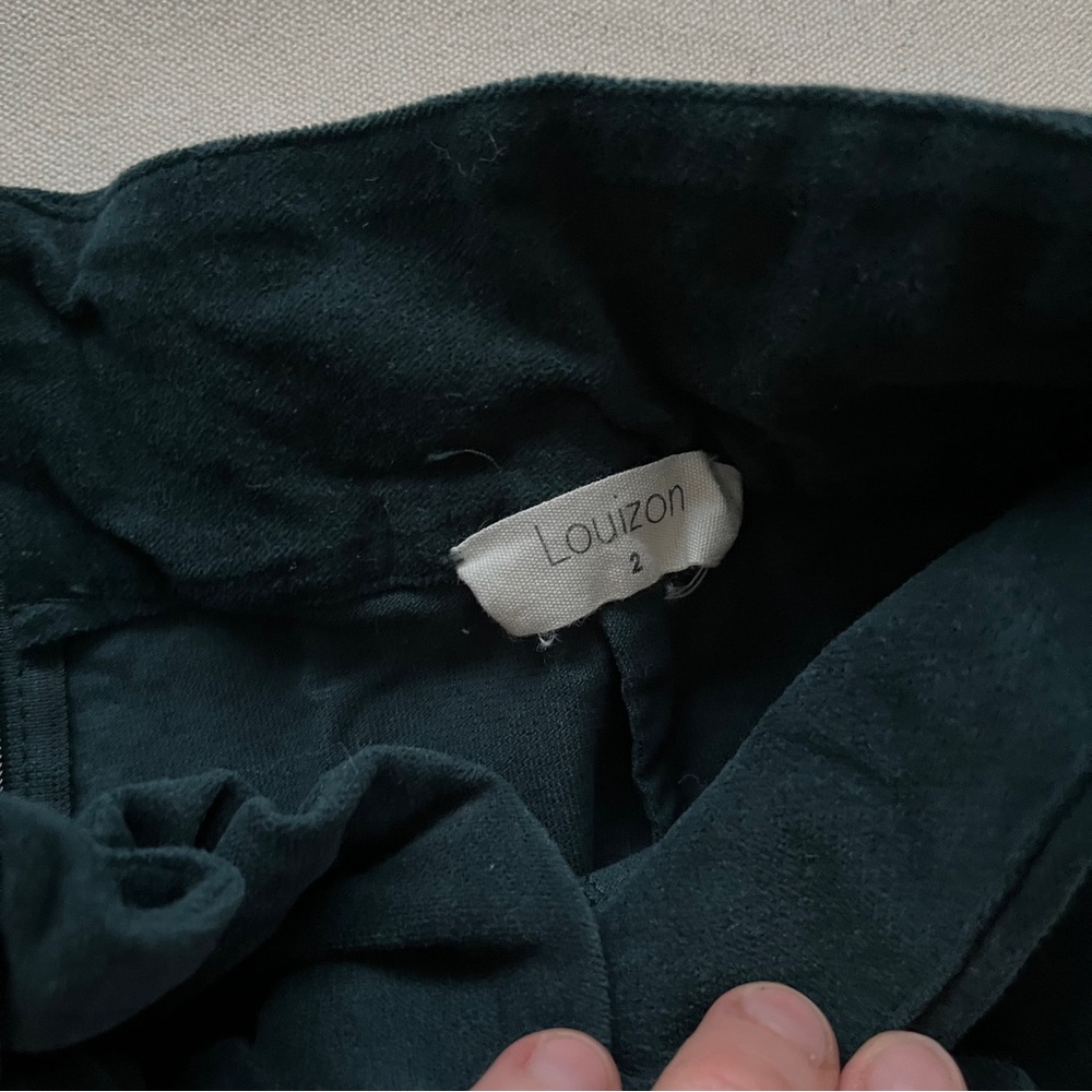 Forest Green Velvet High Rise Pants - Picture 4 of 4